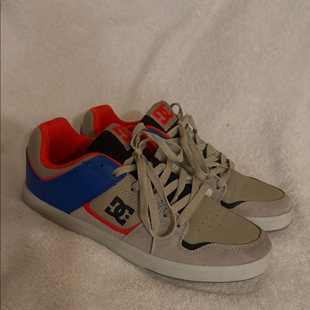 DC Beige and Blue Skate Sneakers